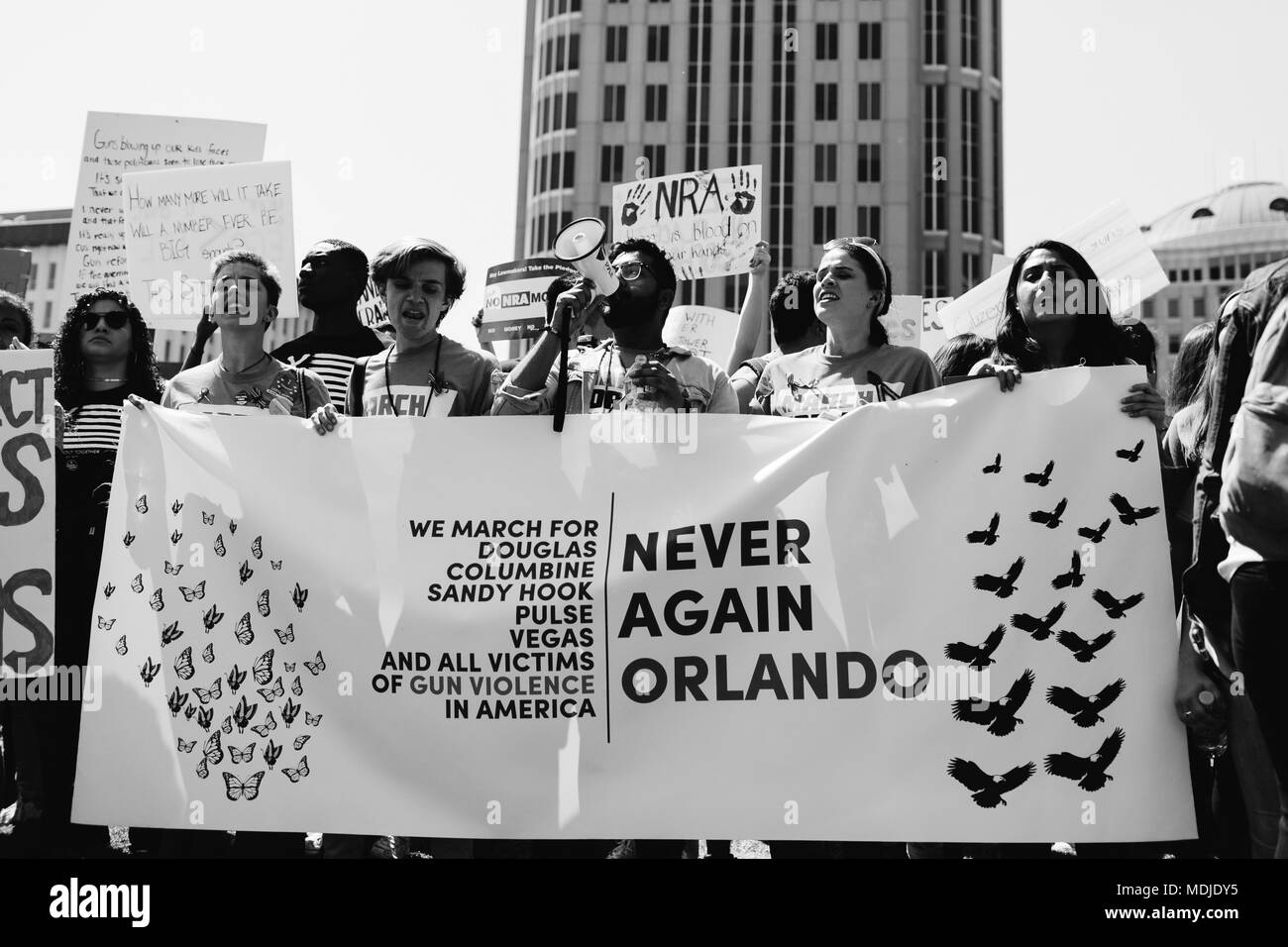 März für unser Leben allgemein Fall in der Innenstadt von Orlando, Florida (2018). Stockfoto