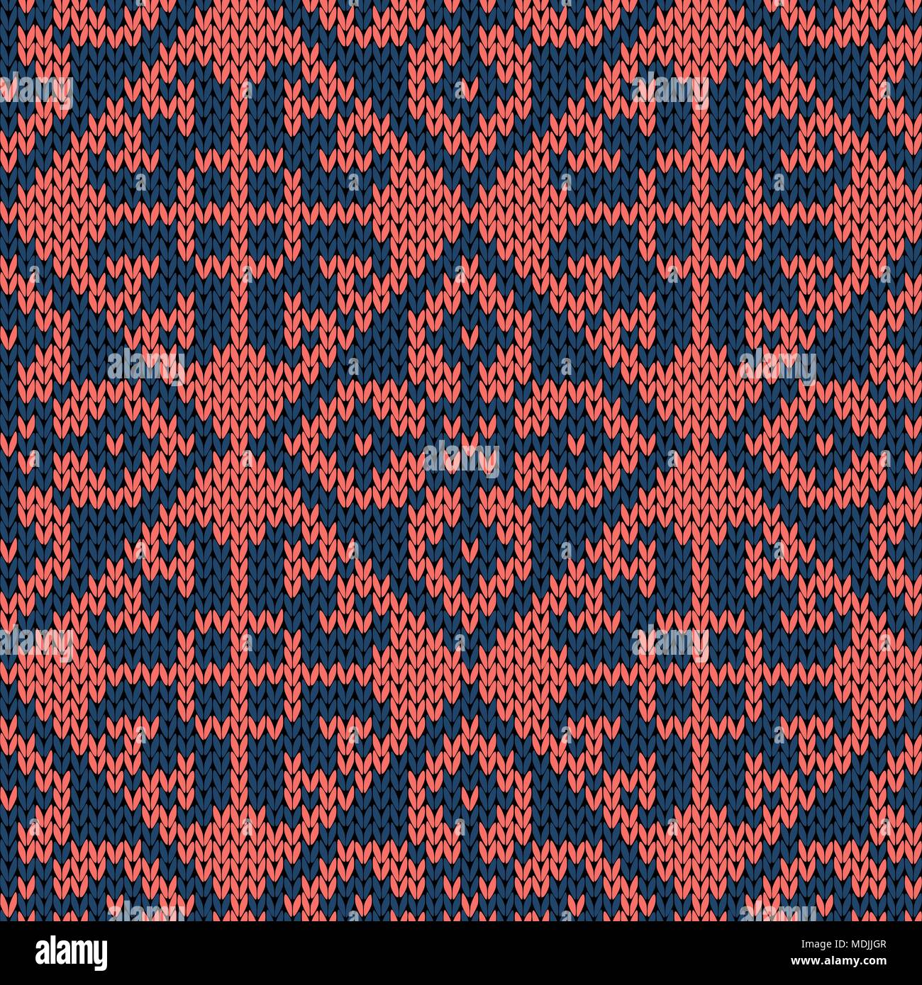 Stricken motley Orient ethnischen Hintergrund in Beige- und Terrakottatönen, nahtlose stricken vector Pattern als Stoff Textur Stock Vektor