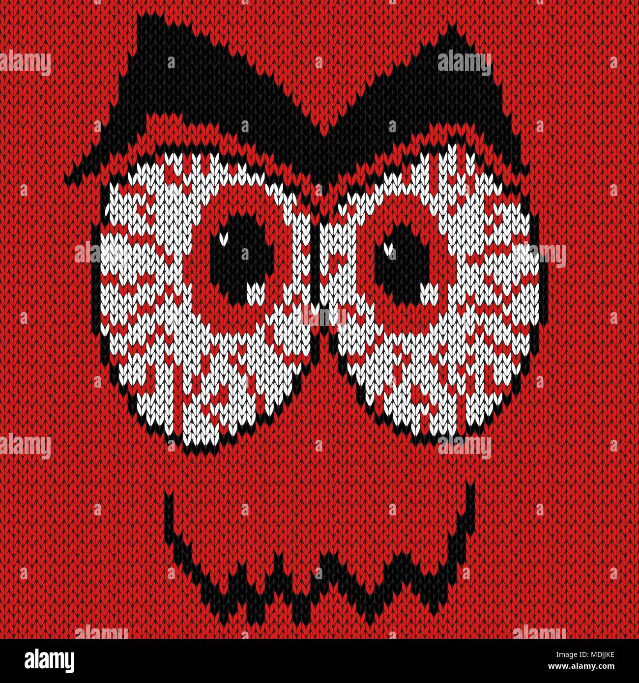 Wütend Ausdruck Grimasse mit blutunterlaufenen Augen, Stricken vector Pattern als Stoff Textur Stock Vektor