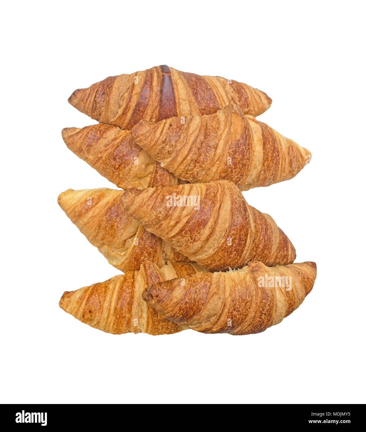 Frisches croissant Brot closeup auf rustikalen Tisch Stockfoto