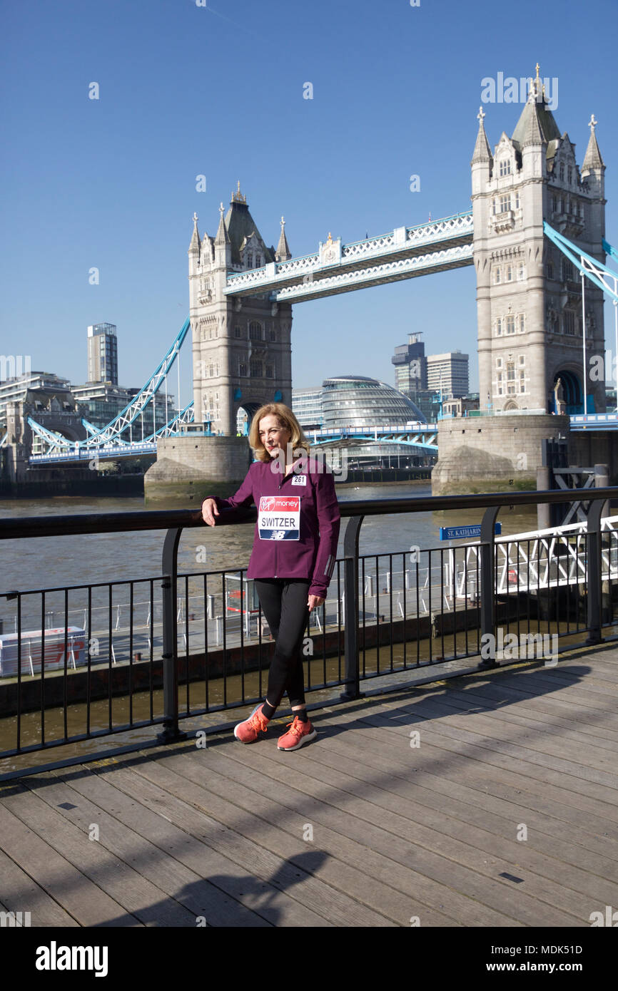 London, UK, 20. April 2018, London Marathon#SpiritOfLondon Photocall erfolgt mit Kathrine Switzer vor dem Marathon am Sonntag. Credit Keith Larby/Alamy leben Nachrichten Stockfoto