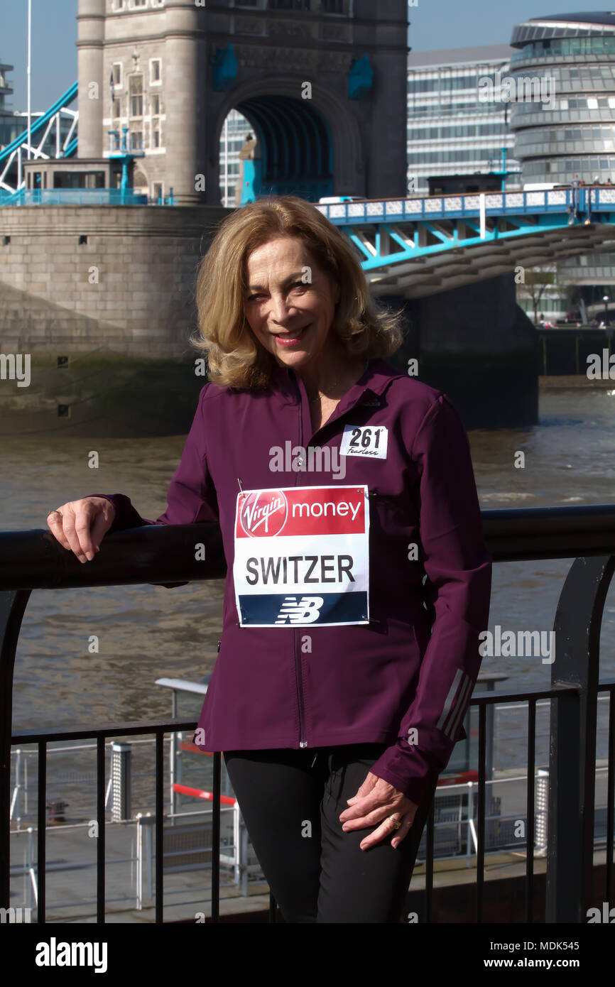 London, UK, 20. April 2018, London Marathon#SpiritOfLondon Photocall erfolgt mit Kathrine Switzer vor dem Marathon am Sonntag. Credit Keith Larby/Alamy leben Nachrichten Stockfoto