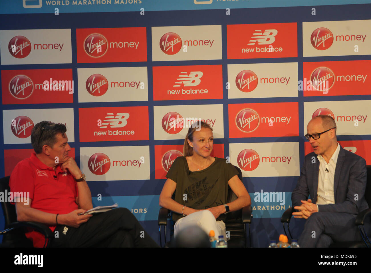 London, UK, 20. April 2018 Paula Radcliffe die drei Gewinner der London Marathon, drei Mal Meister der New York Marathon, und die Frauen Rekordhalter seit 2002 bei den Geist von London foto Aufruf für die Virgin Money London Marathon 2018 @ Paul Quezada-Neiman/Alamy leben Nachrichten Stockfoto