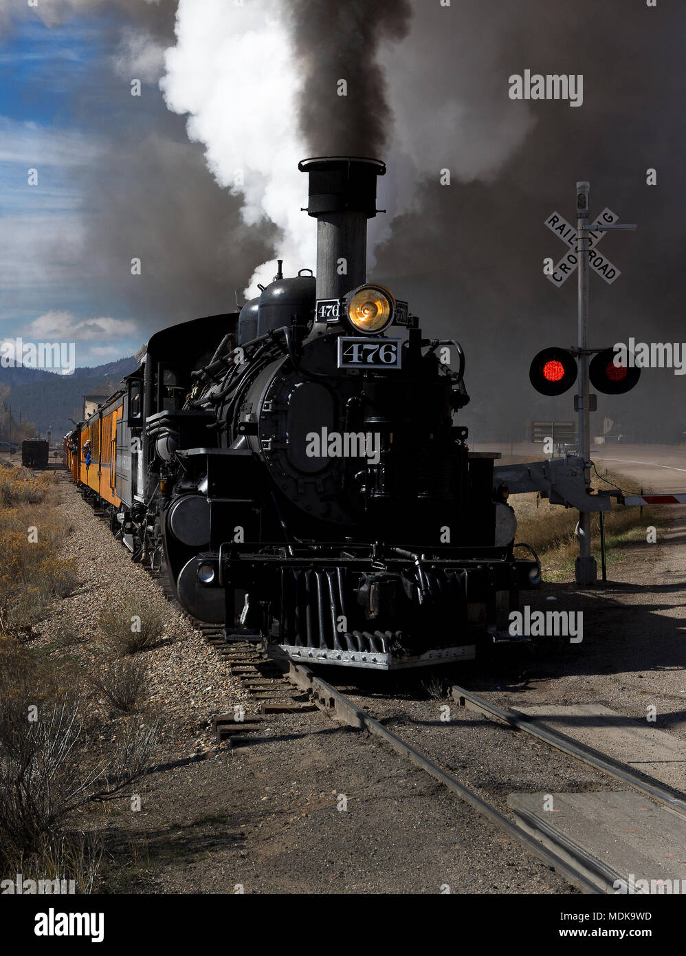 Durango und Silverton Schmalspurbahn in Durango durch San Juan Wald, Colorado, USA Reisen Stockfoto