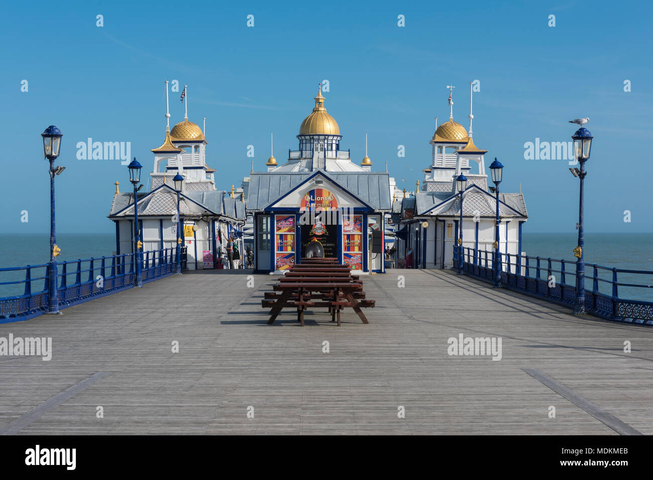 Detail der Pier von Eastbourne, East Sussex, England, UK. Stockfoto