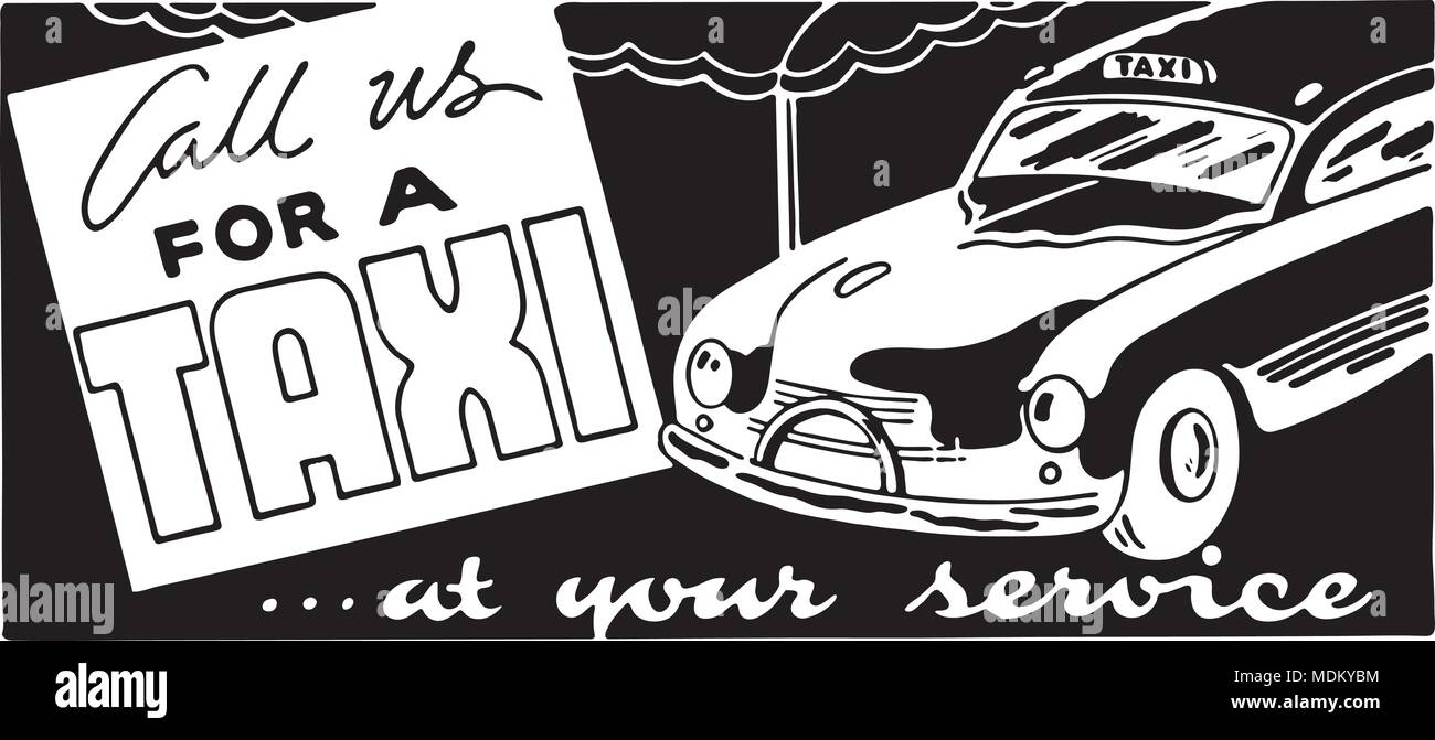 Rufen Sie uns für ein Taxi 2 - Retro Ad Kunst Banner Stock Vektor
