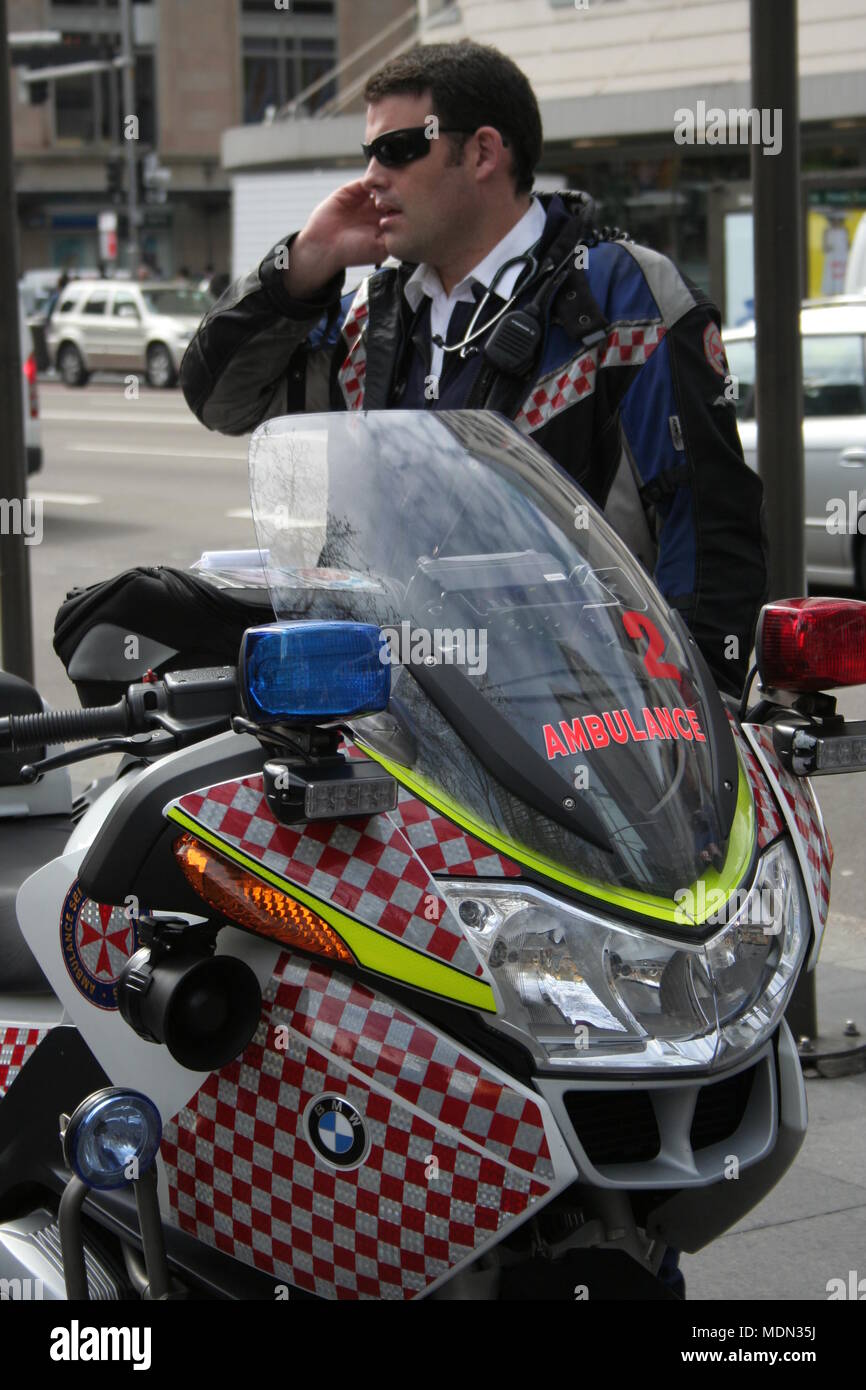 Motorrad Notarzt und Sanitäter, Sydney, Australien Stockfotografie - Alamy