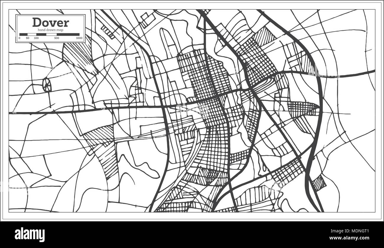Dover Delaware USA Stadtplan im Retro-stil. Übersichtskarte. Vector Illustration. Stock Vektor