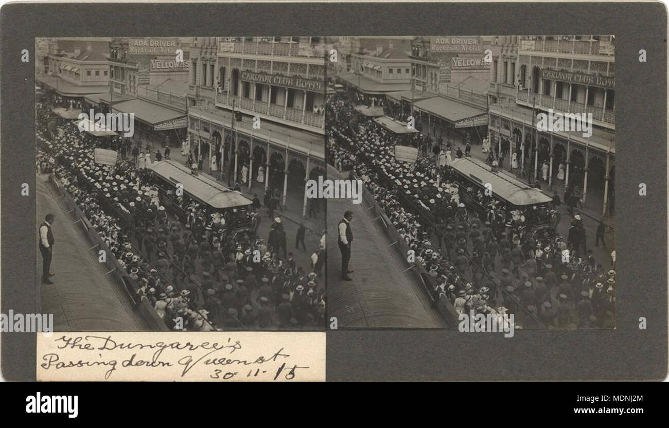 Parade der Latzhose in der Queen Street, Brisbane, 1915 Stockfoto