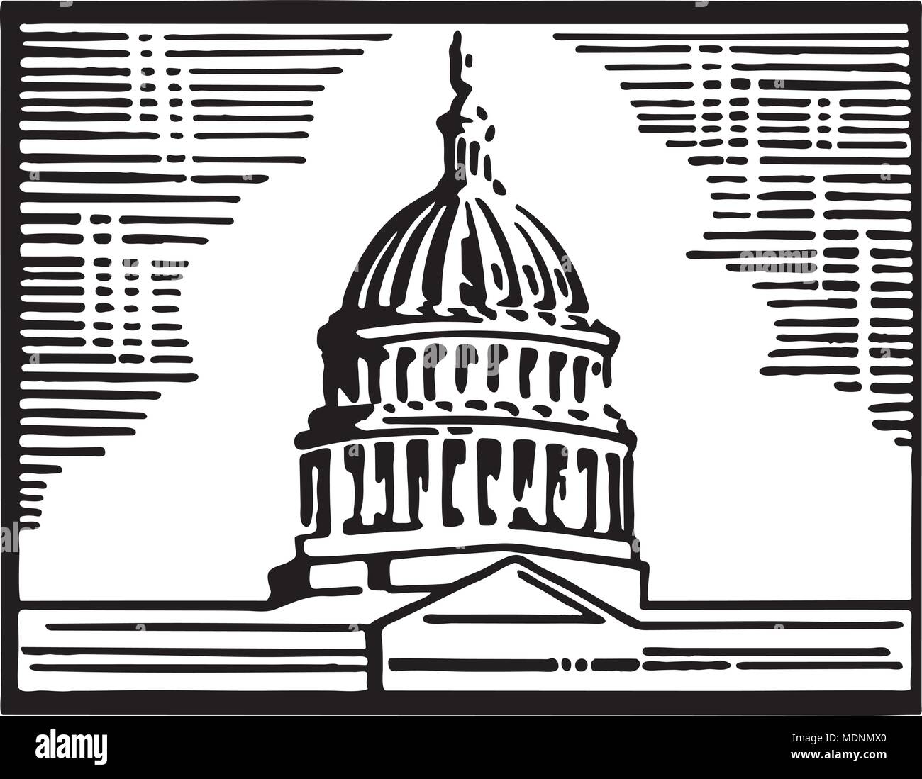 Capitol Building - Retro Clipart Illustration Stock Vektor