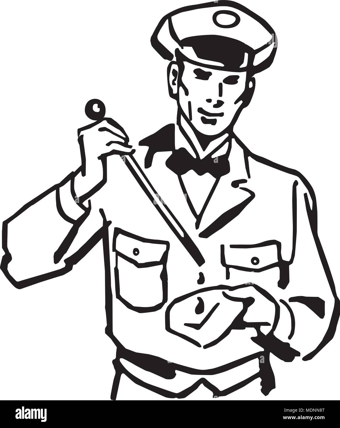 Prüfen des Ölstands - Retro Clipart Illustration Stock-Vektorgrafik - Alamy