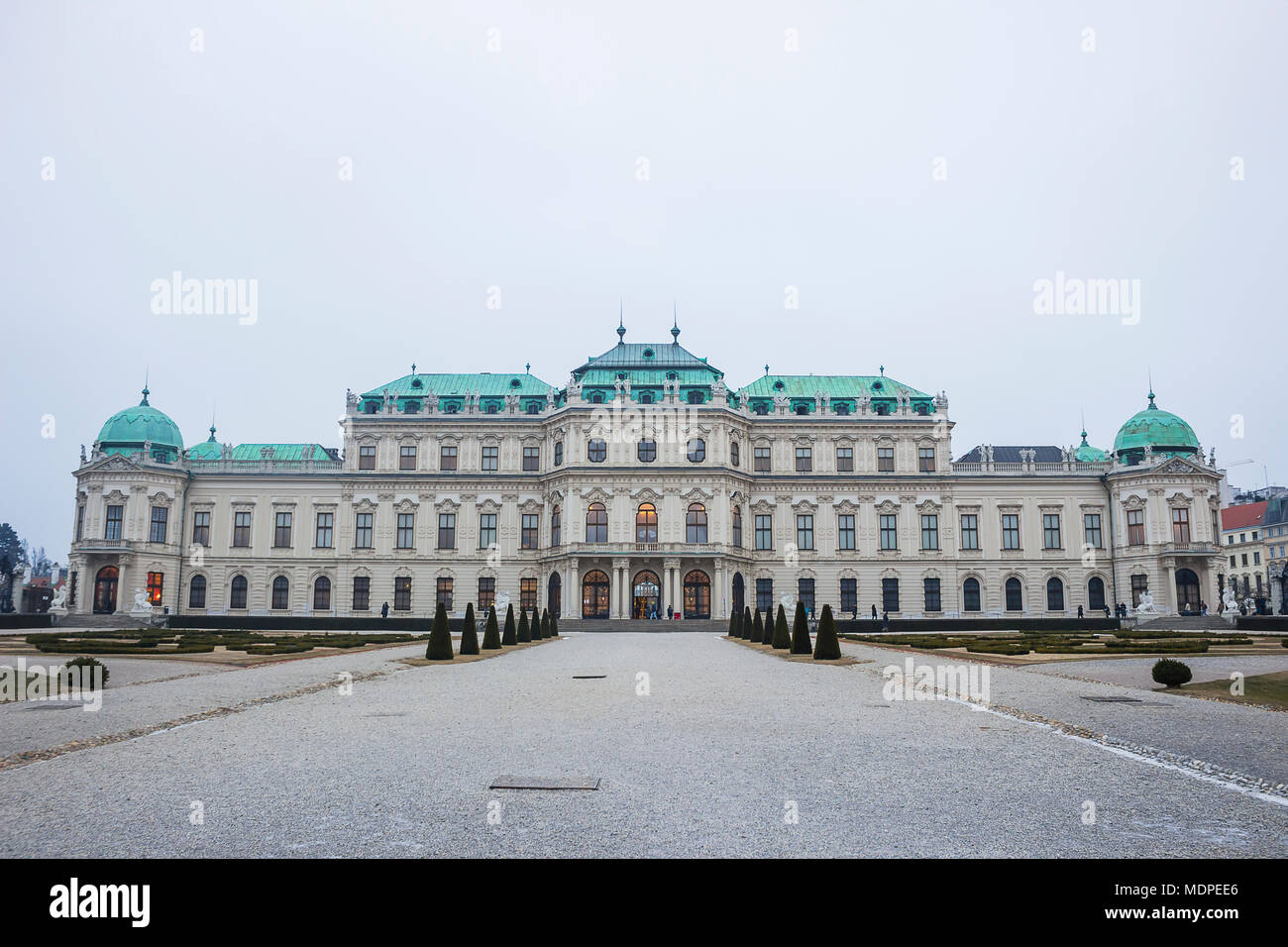 Das Schloss Belvedere in Wien am kalten Wintertag Stockfoto