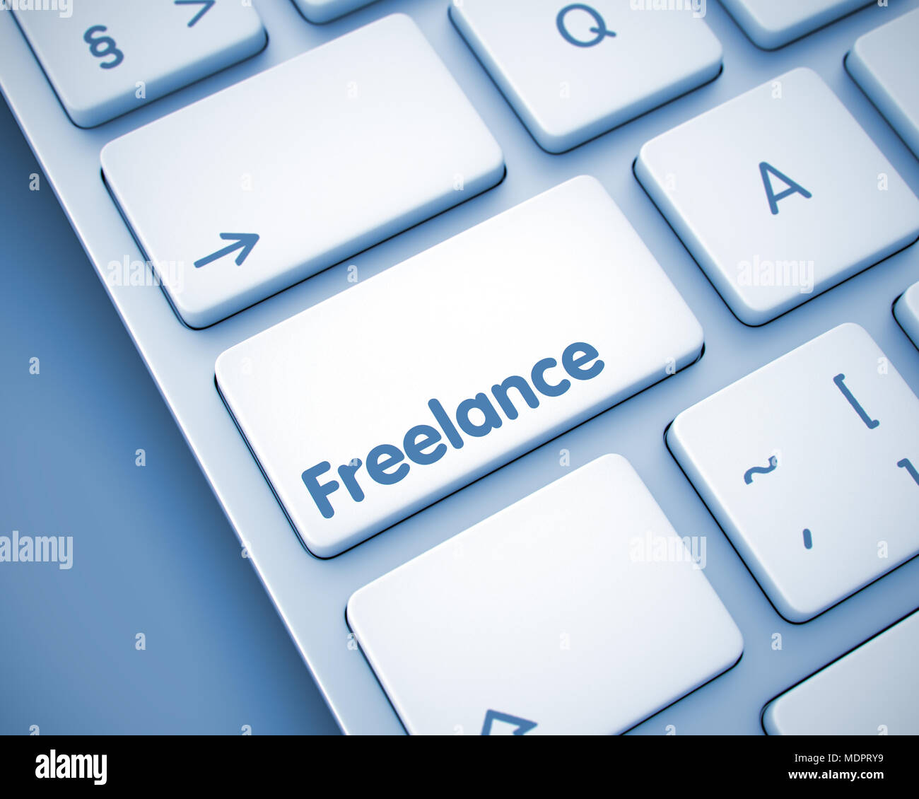 Freelance-Meldung auf der Tastatur drücken. 3D. Stockfoto
