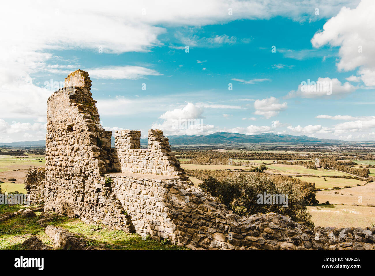 Ruinen der Festung Castello di Acquafredda, von ​​ 1275, Schote, Sardinien, Italien Stockfoto