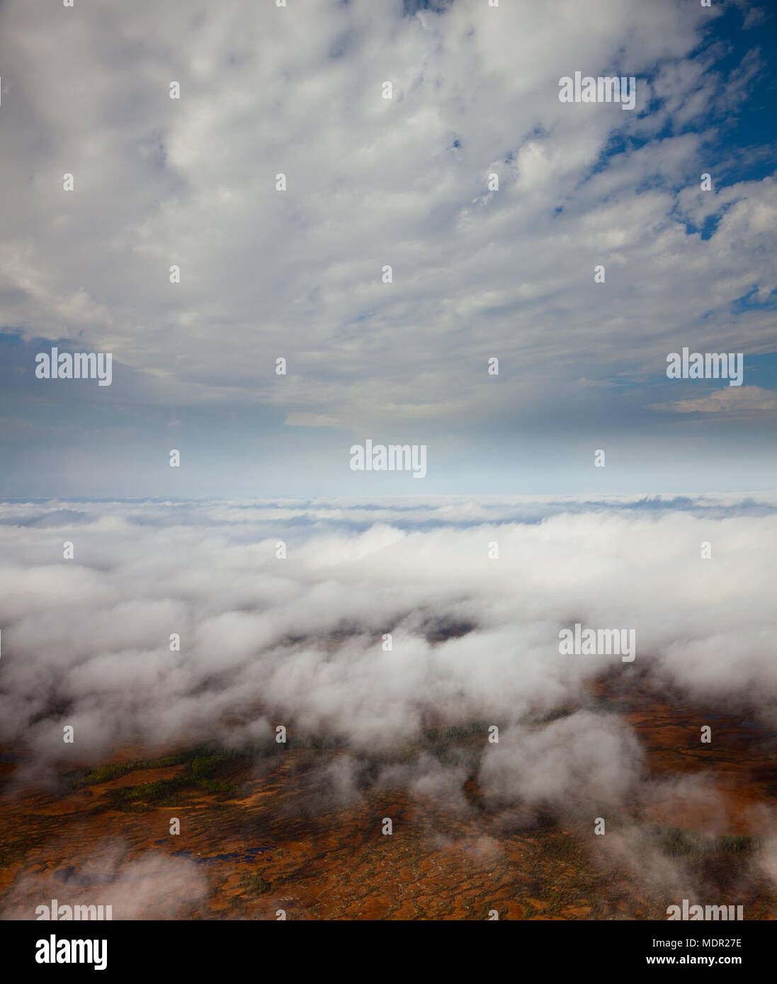 Flug zwischen den Wolken Stockfoto