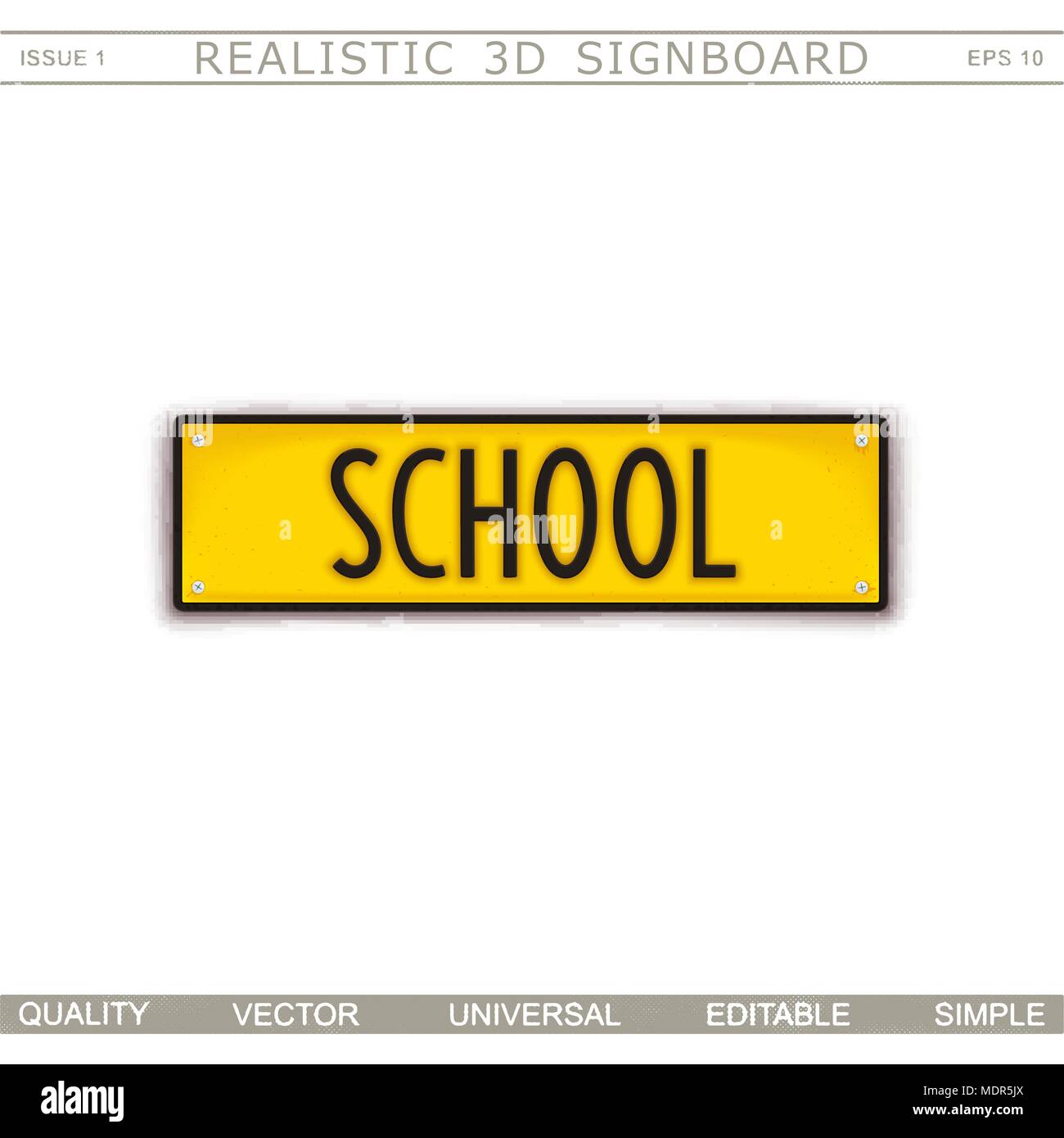Schule. Kreative Namensschild. Stilisierte Nummernschild. Ansicht von oben.  Vektor Design Elemente Stock-Vektorgrafik - Alamy