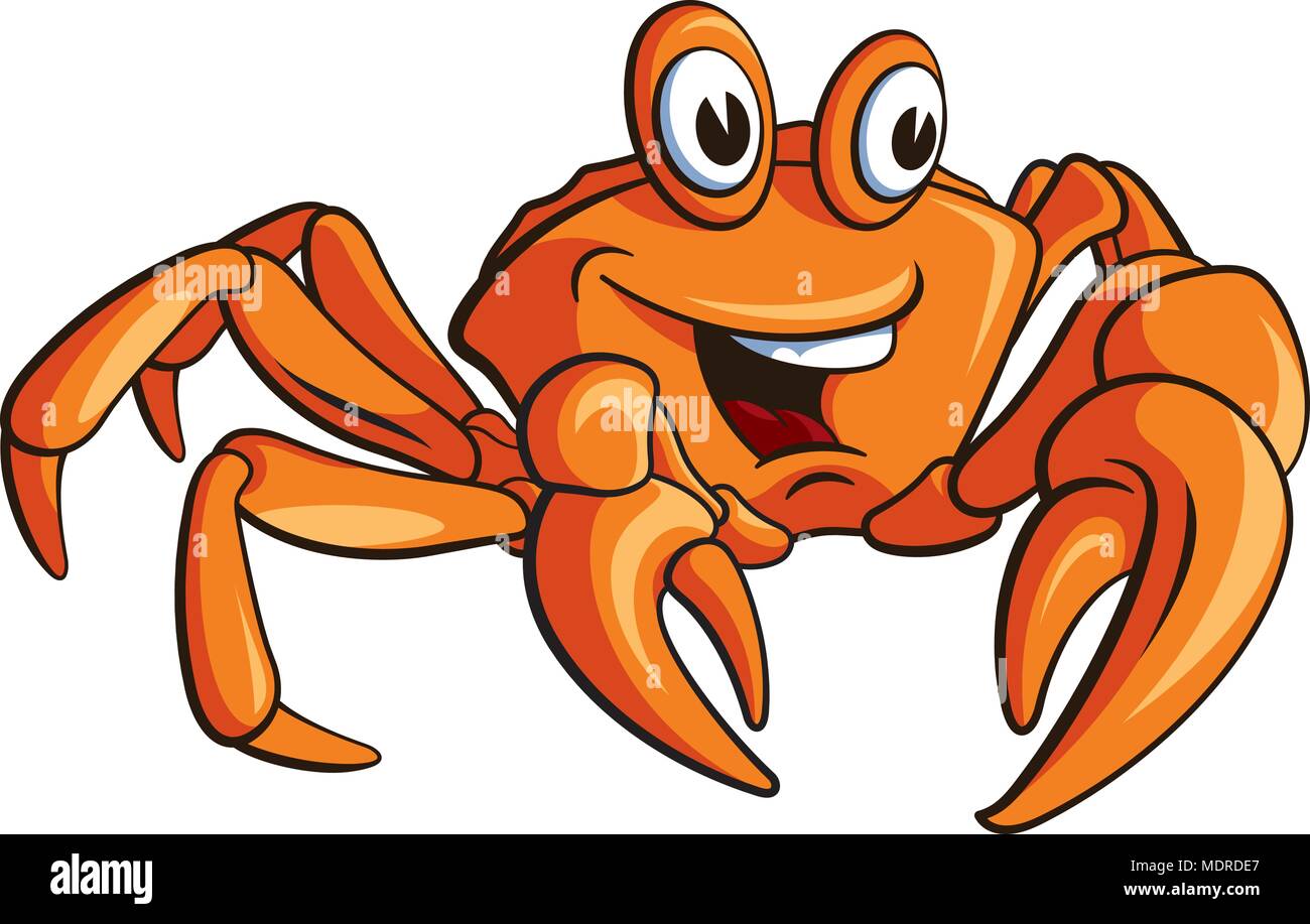 Lustige crab isoliert auf Weiss. Dieser Vektor Abbildung kann als Druck auf Kid's T-Shirt oder andere Zwecke verwendet werden. Stock Vektor