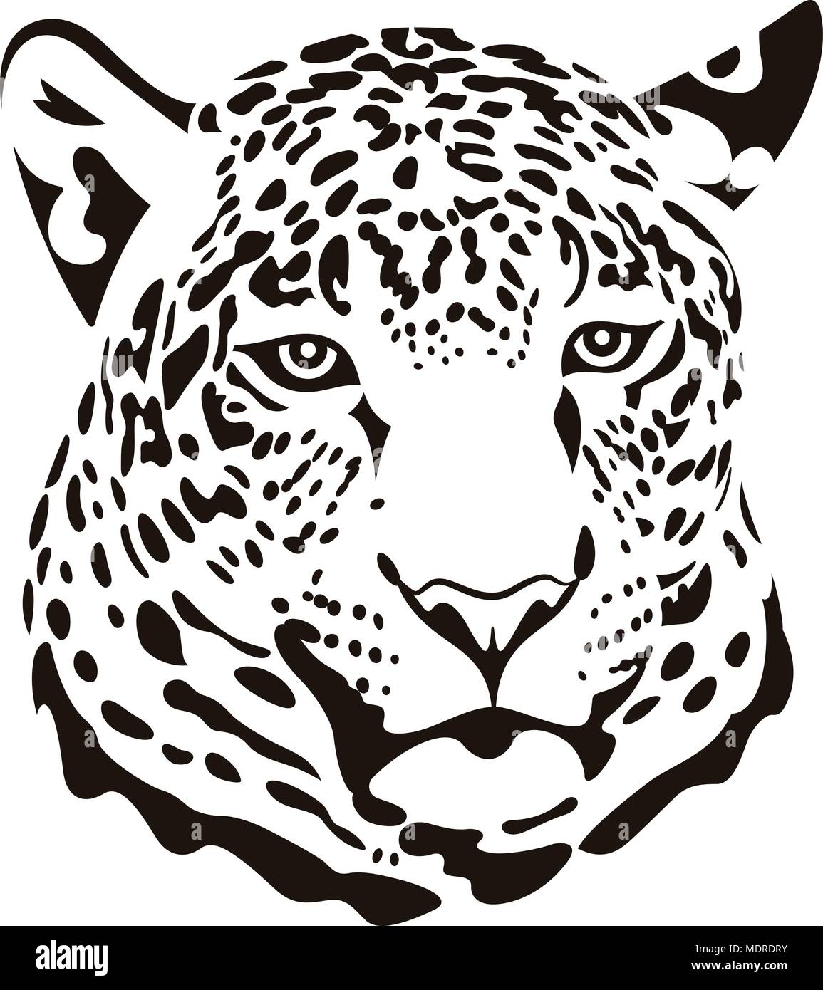 Stilisierter Kopf Von Leopard Isoliert Auf Weiss Dieser Vektor Abbildung Kann Als Druck Auf T Shirts Tattoo Element Oder Andere Zwecke Verwendet Werden Stock Vektorgrafik Alamy