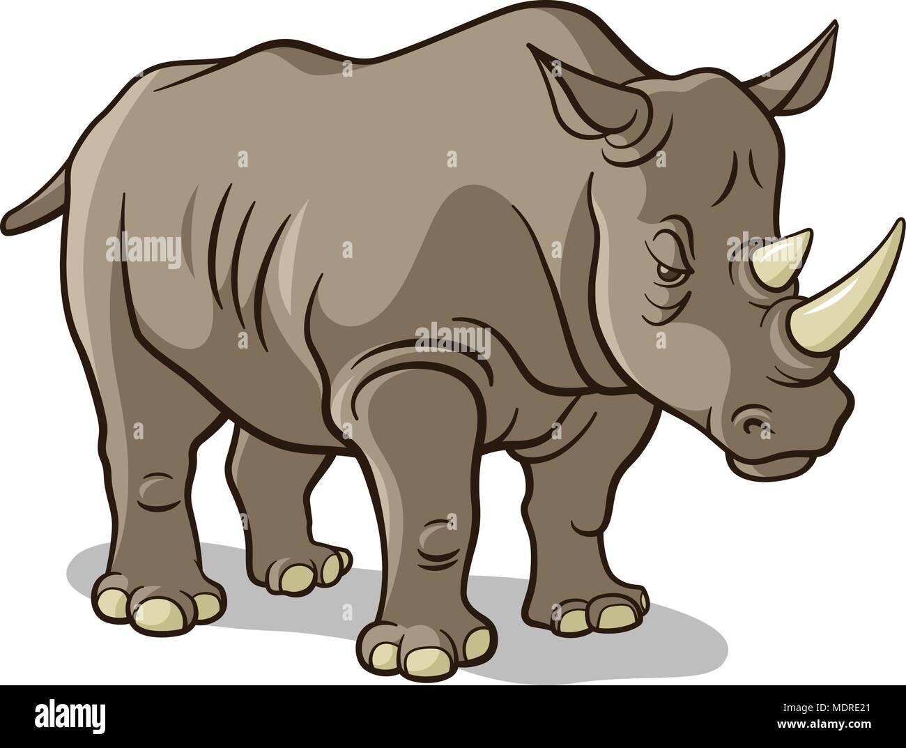 Vector Illustration eines Afrikanischen Rhino isoliert auf weißem Stock Vektor