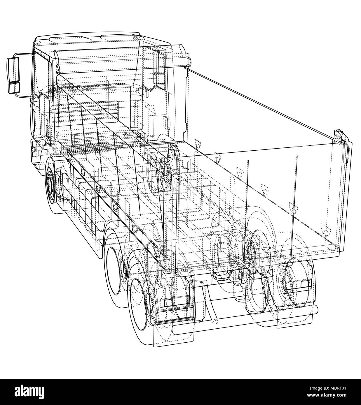 Europäische Lkw umrissen Vektor Stock Vektor