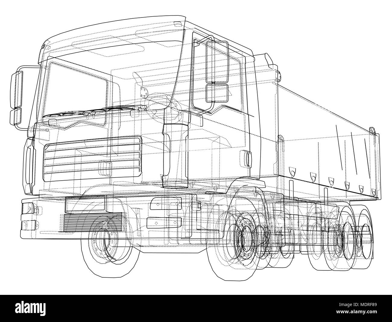 Europäische Lkw umrissen Vektor Stock Vektor