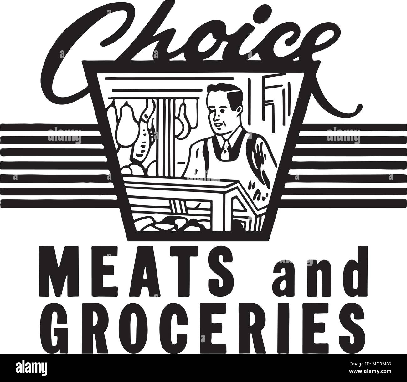 Wahl Fleisch und Lebensmittel - Retro Ad Kunst Banner Stock Vektor