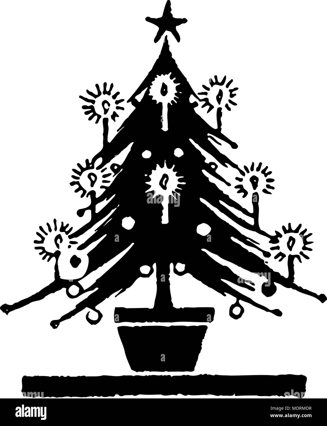 Weihnachtsbaum - Retro Clipart Illustration Stock Vektor