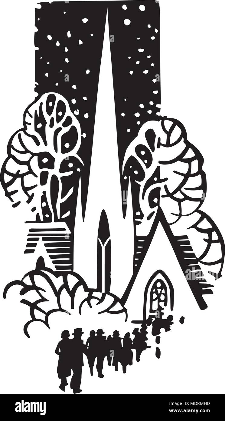 Kirche Motif Retro Clipart Illustration Stock Vektorgrafik Alamy