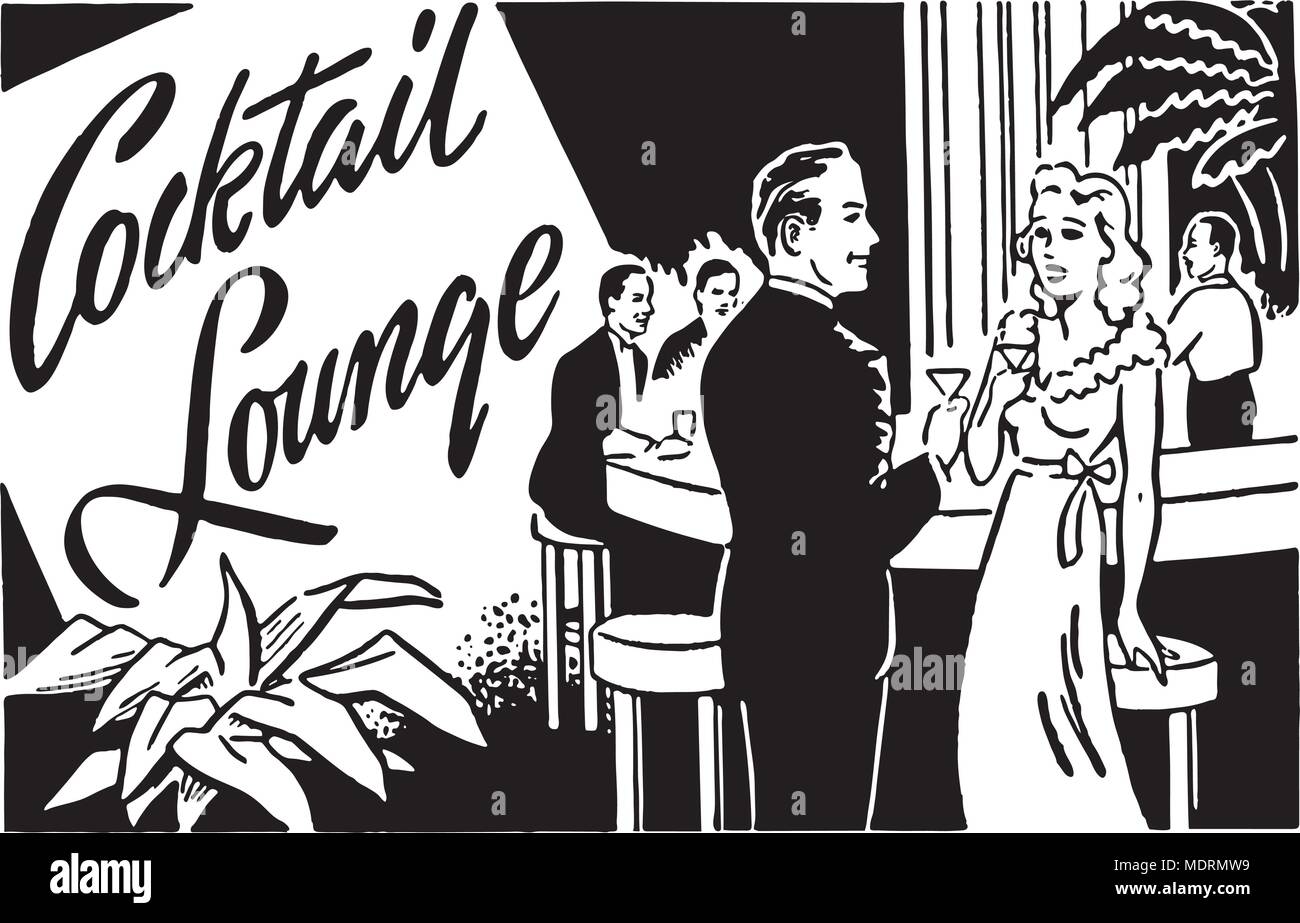 Cocktail Lounge 2 - Retro Ad Kunst Banner Stock Vektor