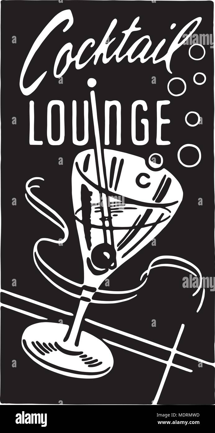 Cocktail Lounge 5 - Retro Ad Kunst Banner Stock Vektor