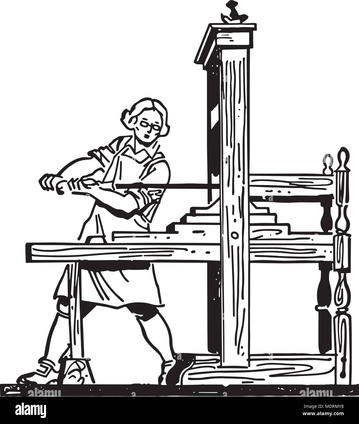 Colonial Druckmaschine - Retro Clipart Illustration Stock Vektor