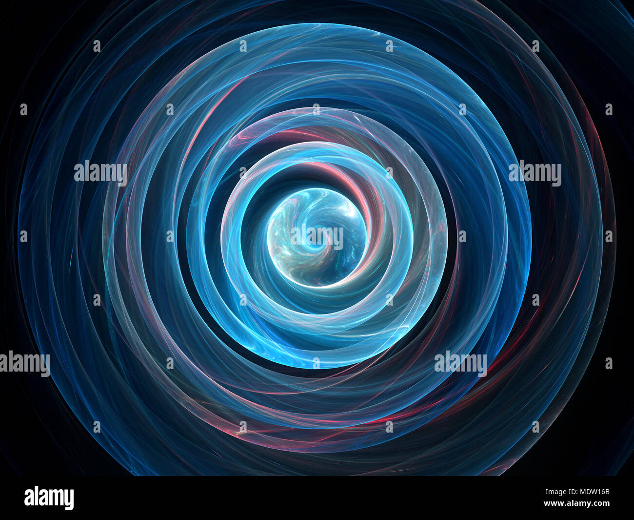 Blau leuchtende wellig Spin im Raum, Gravitationswellen, computer-generierte Zusammenfassung Hintergrund, 3D-Rendering Stockfoto