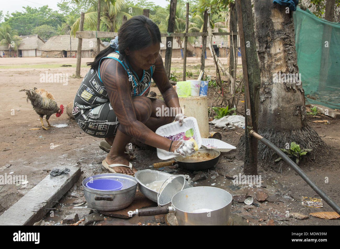 Indien Kayapo Dorf Moikarako Geschirr - Kayapó indigene Land Stockfoto