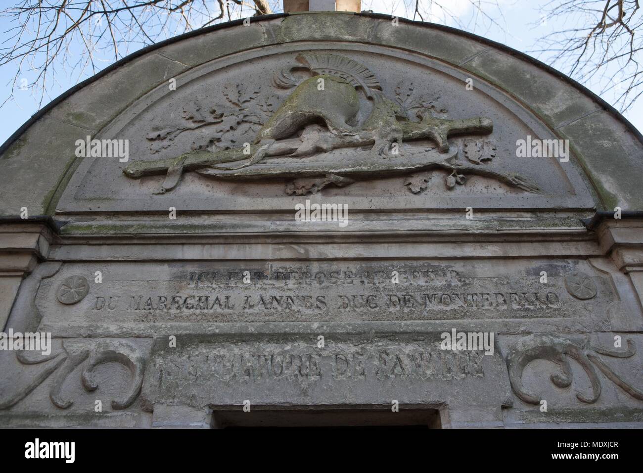 Paris, Montmartre Friedhof, Grab von marechal Lannes, Kapelle, Familie Grab, Stockfoto