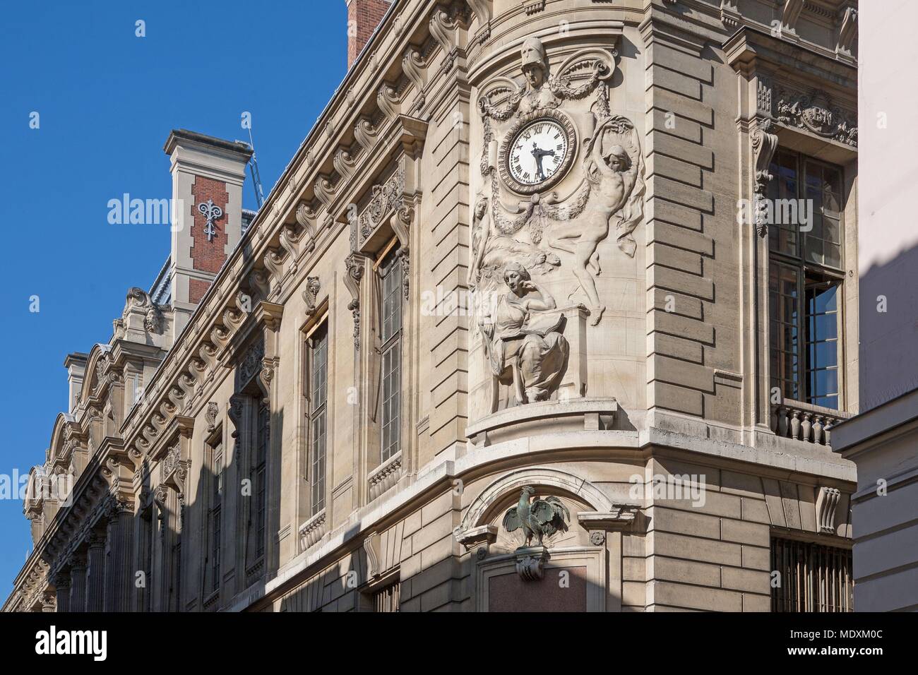Paris, Rue de Richelieu, Fassade de la Bibliothèque Nationale de France (BNF) Richelieu, Stockfoto