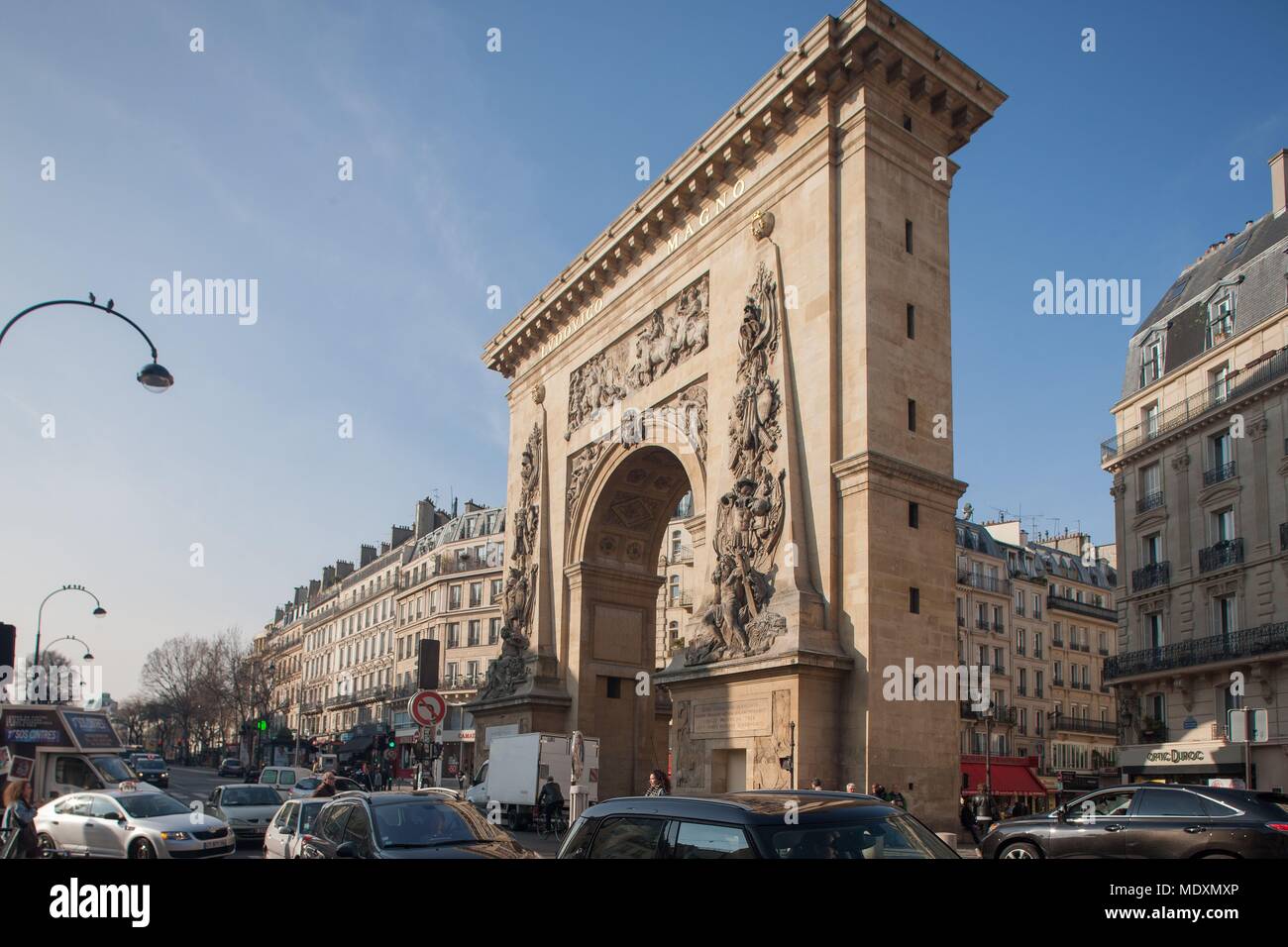 Paris, Porte Saint Denis, Boulevard, Stockfoto