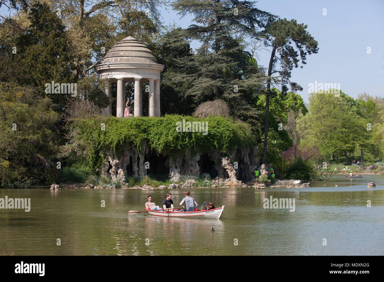 Paris, Bois de Vincennes, Lac Daumesnil, Tempel, Torheit, Stockfoto