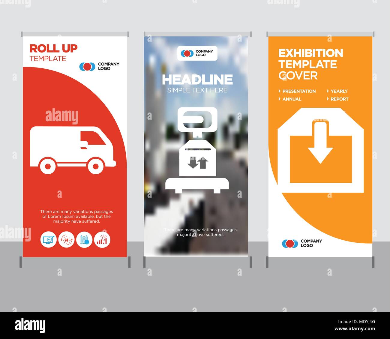 Lieferung eines modernen business Roll Up Banner Design vorlage, Lieferung mit einer Box creative Poster stehen oder Broschüre Konzept, Schwarz Lieferung Stock Vektor