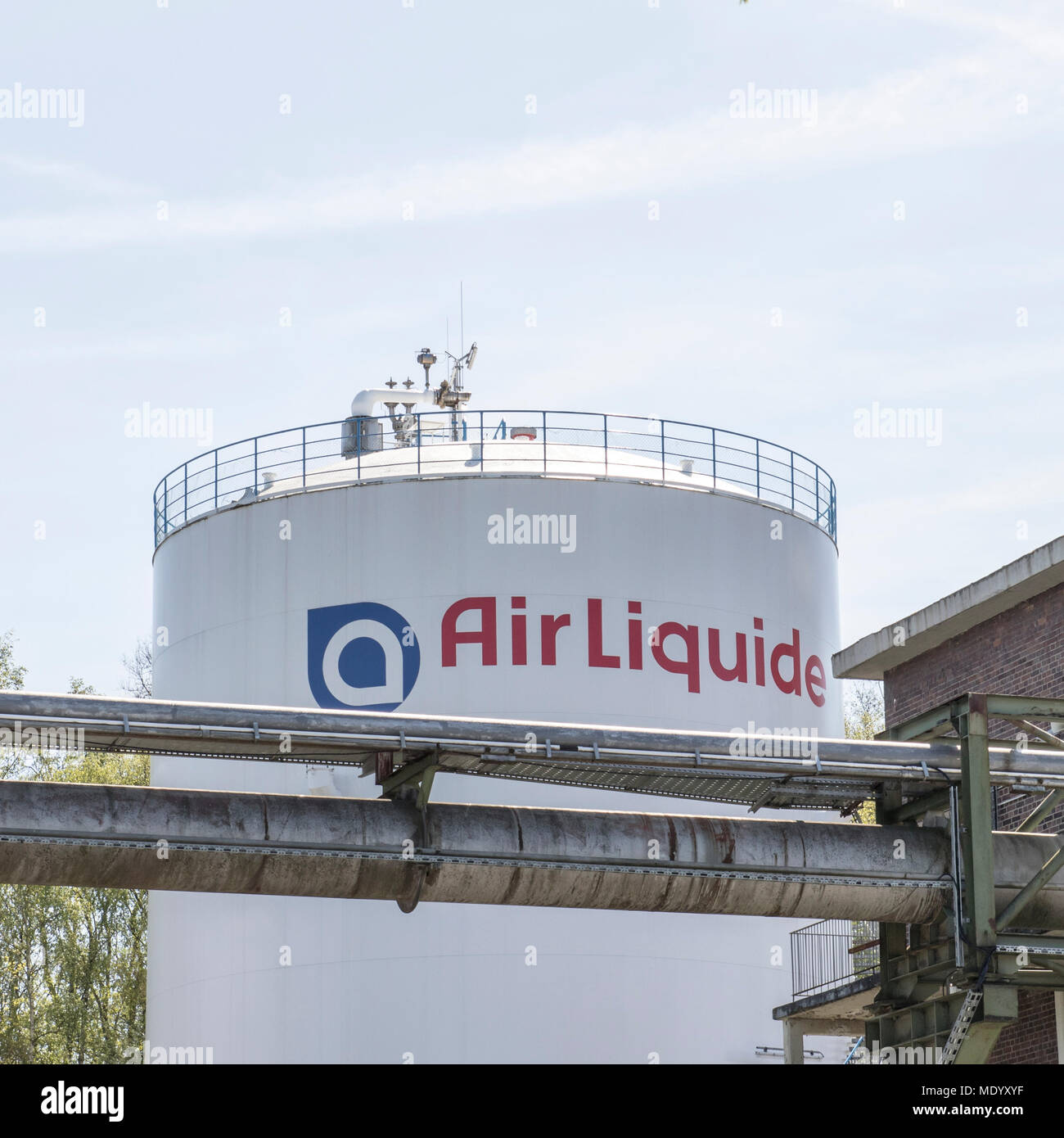 Dortmund, Ruhrgebiet, Nordrhein-Westfalen, Deutschland - 16 April 2018: Die französische multinationale Gesellschaft Air Liquide beliefert industrielle Gase Stockfoto