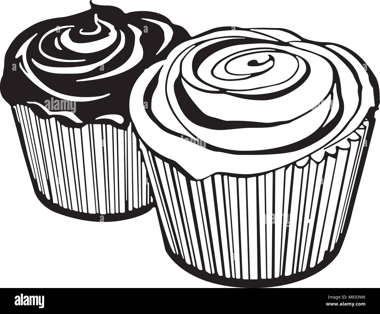 Cupcakes 2 - Retro Clipart Illustration Stock Vektor