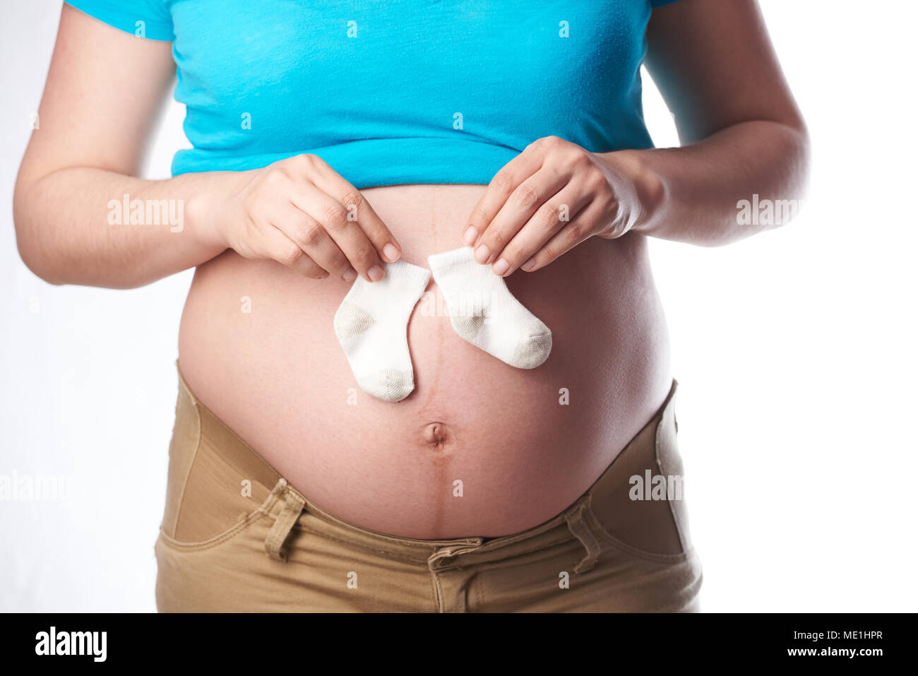 Warten auf neues Baby Thema. Schwangerschaft Konzept Stockfoto
