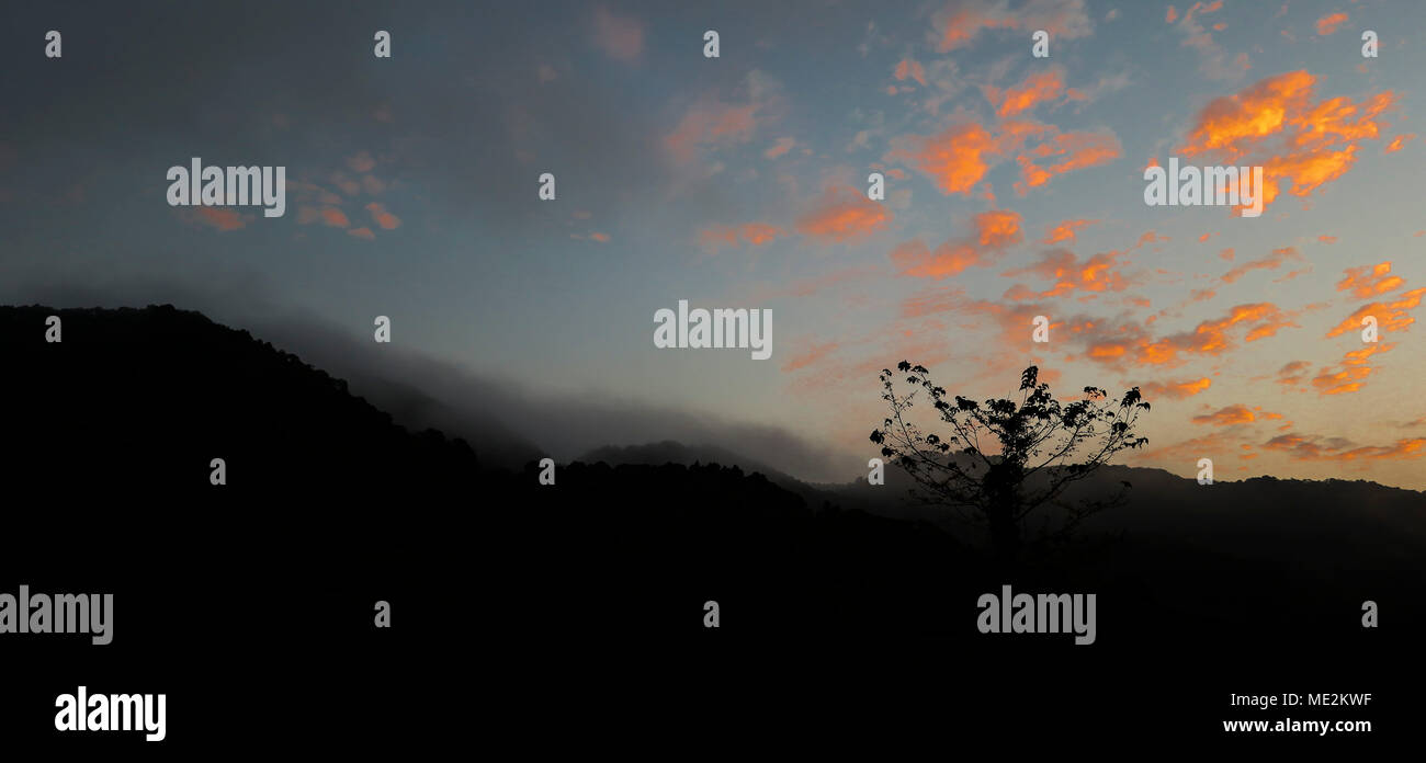 Dämmerung über die Berge bei Bach Ma Nationalparks, Vietnam Stockfoto