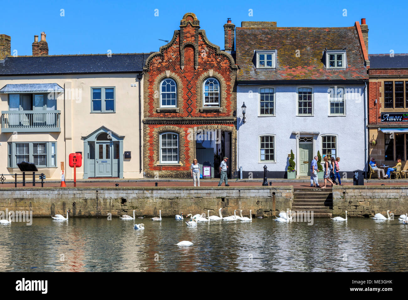 Kai, der alte Riverport, St Ives Stadtmitte auf dem großen Fluss Ouse, Cambridgeshire, England, UK, GB Stockfoto