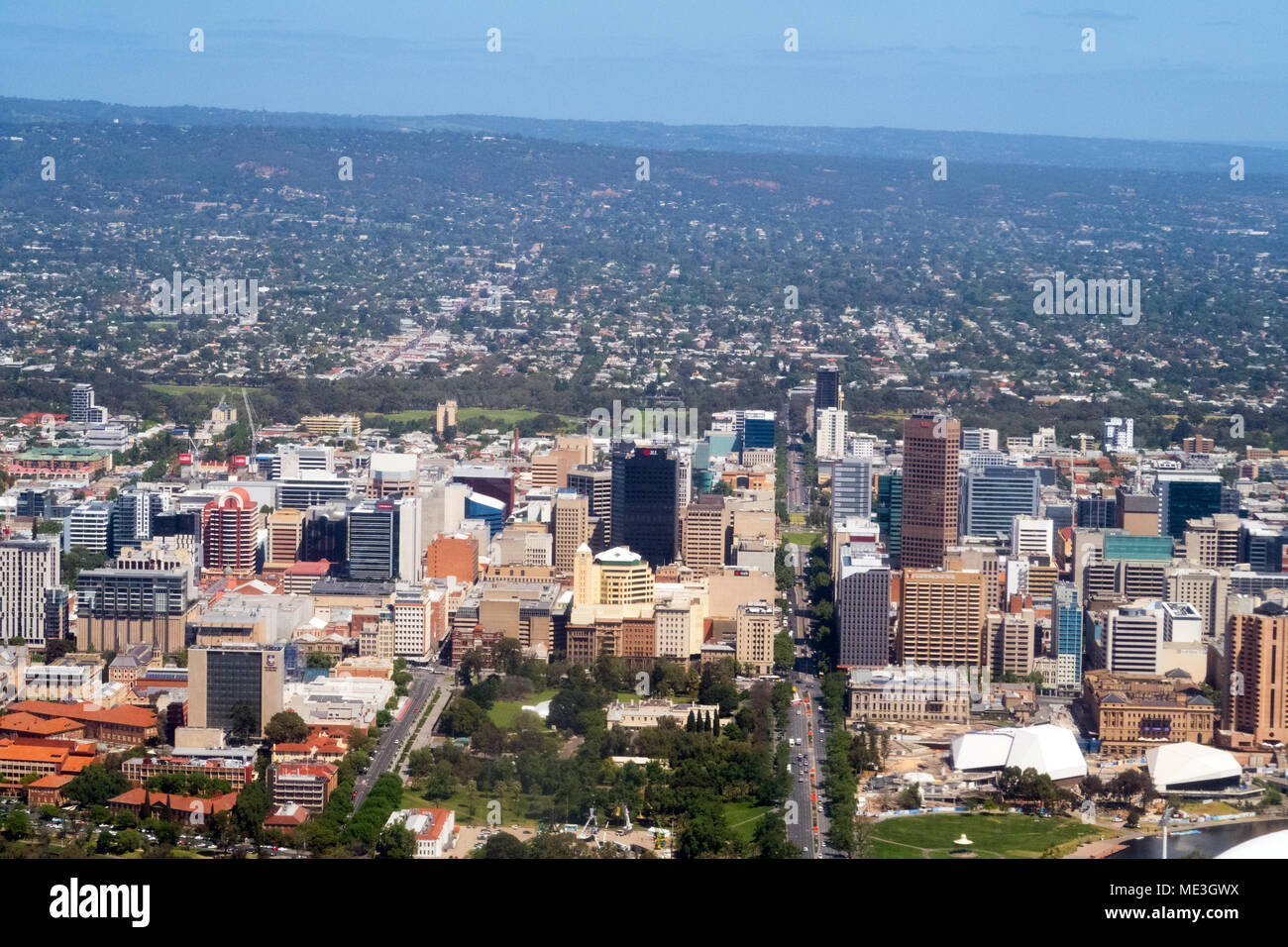 Ein Luftbild der Stadt Adelaide in Südaustralien Stockfoto