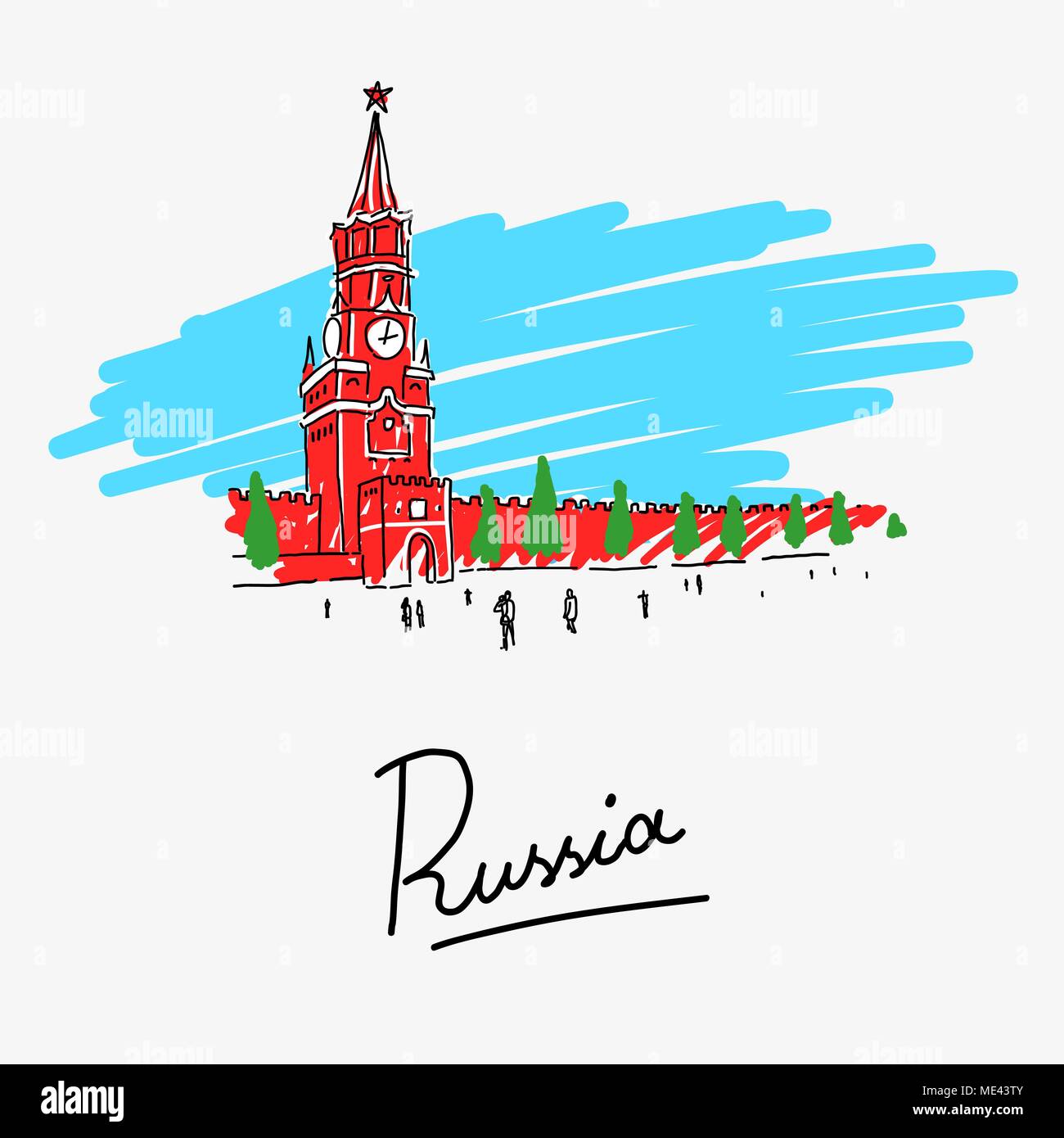 Vector Illustration der Moskauer Kreml in Russland Stock Vektor