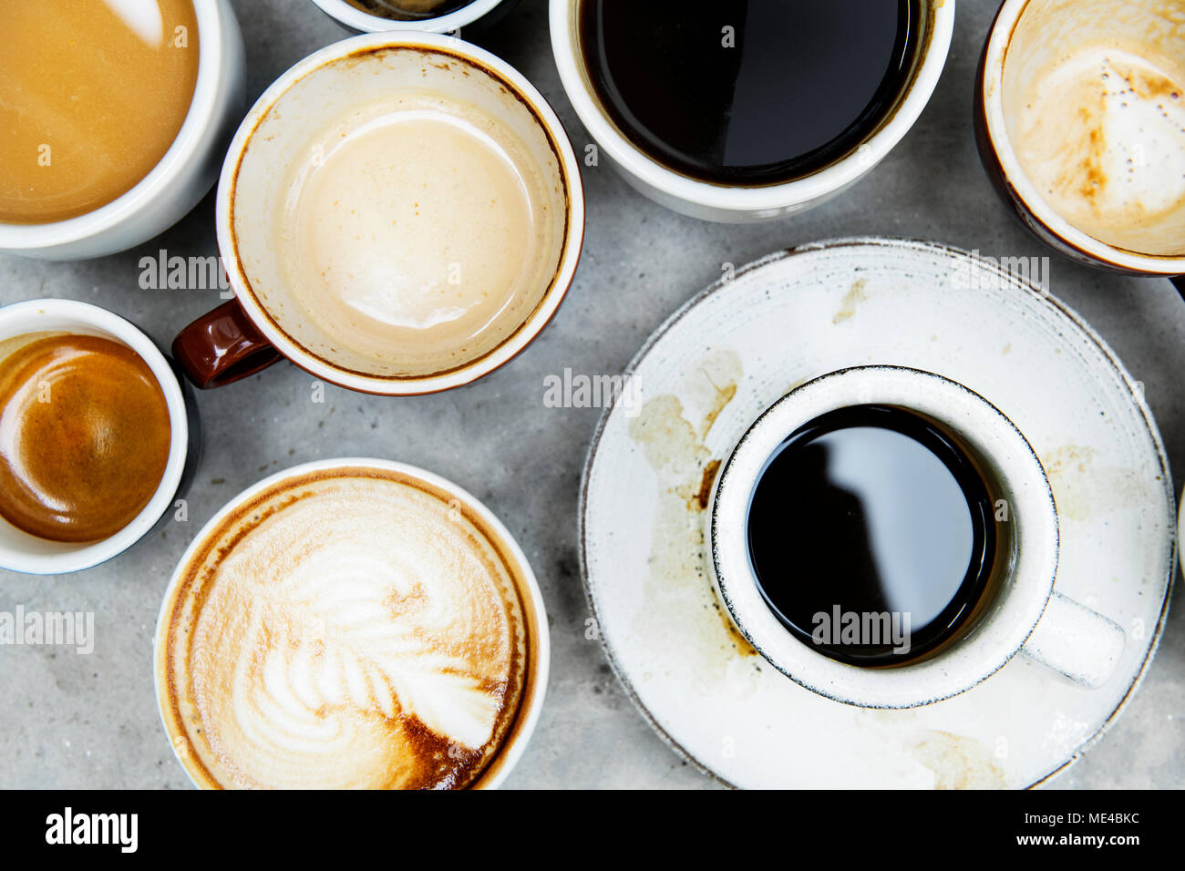 Luftaufnahme von verschiedenen Kaffee Stockfoto