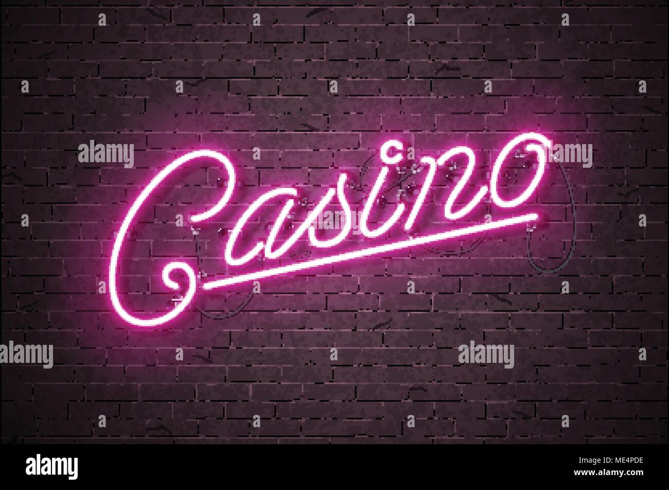 Casino Neonschild Abbildung auf der Mauer Hintergrund. Vektor licht Banner oder helle Schild Design. Stock Vektor