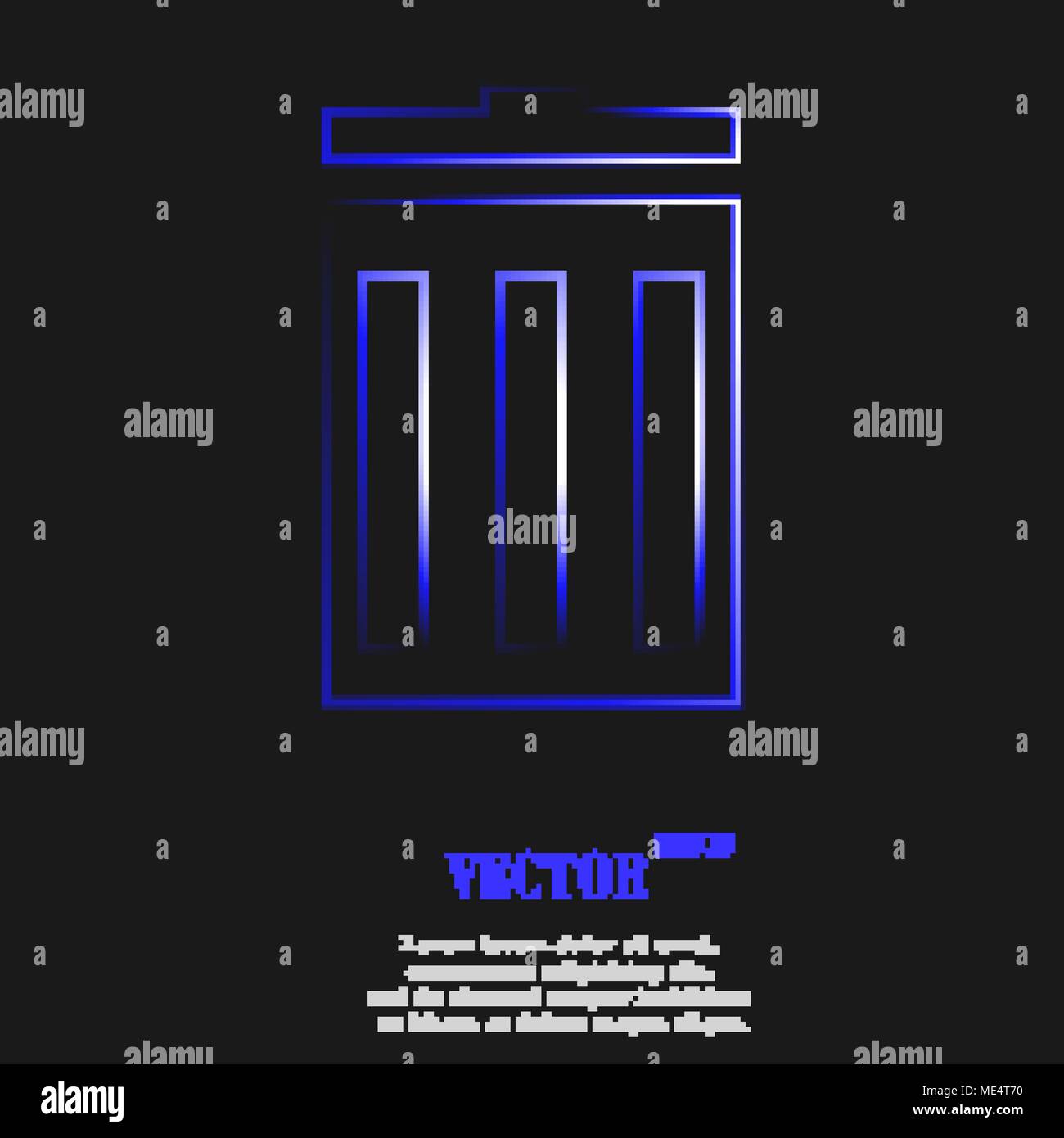 Symbol "Papierkorb"-Symbol mit Wirkung von blue Neon. Vector Illustration Stock Vektor