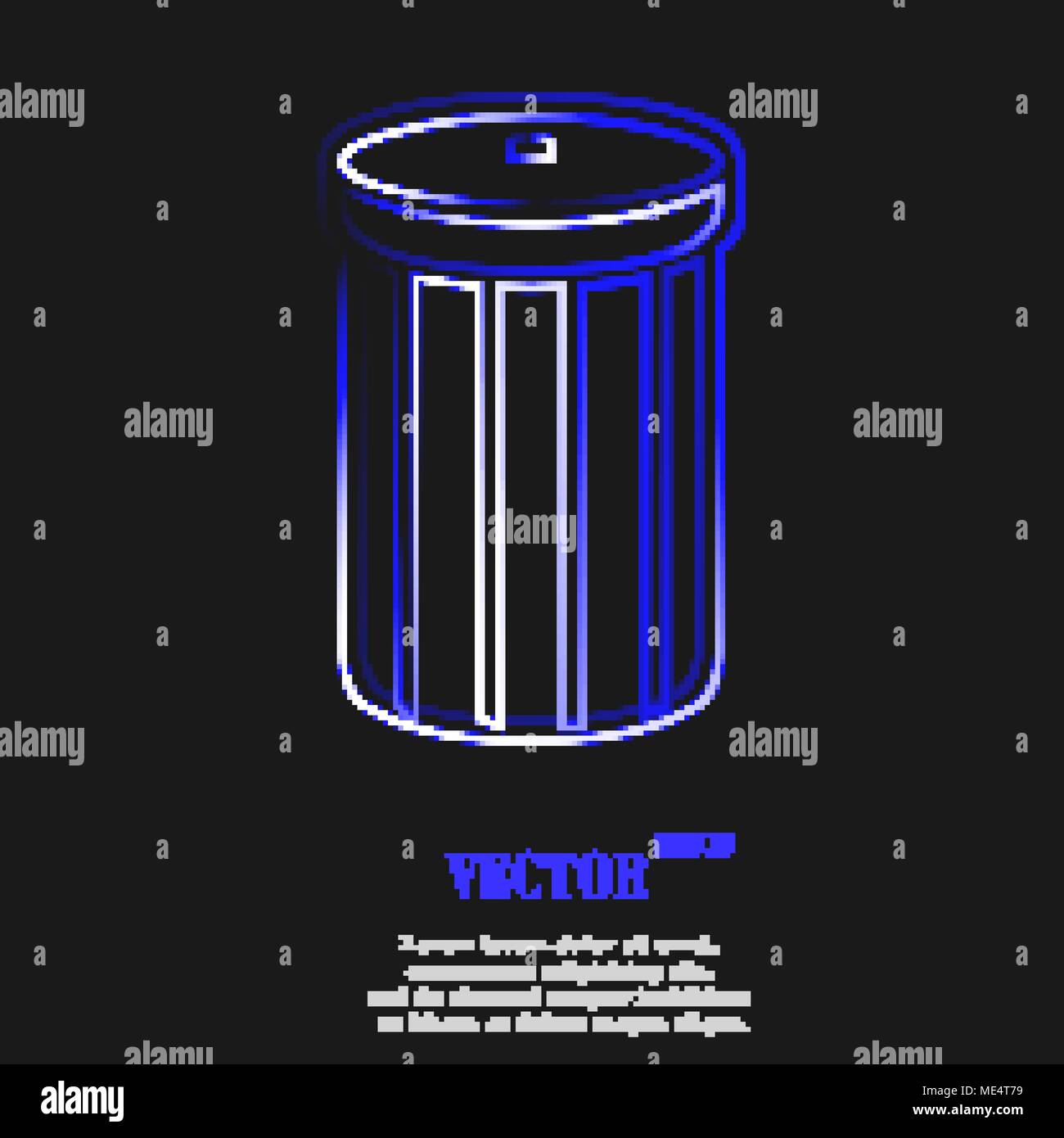 Symbol "Papierkorb"-Symbol mit Wirkung von blue Neon. Vector Illustration Stock Vektor