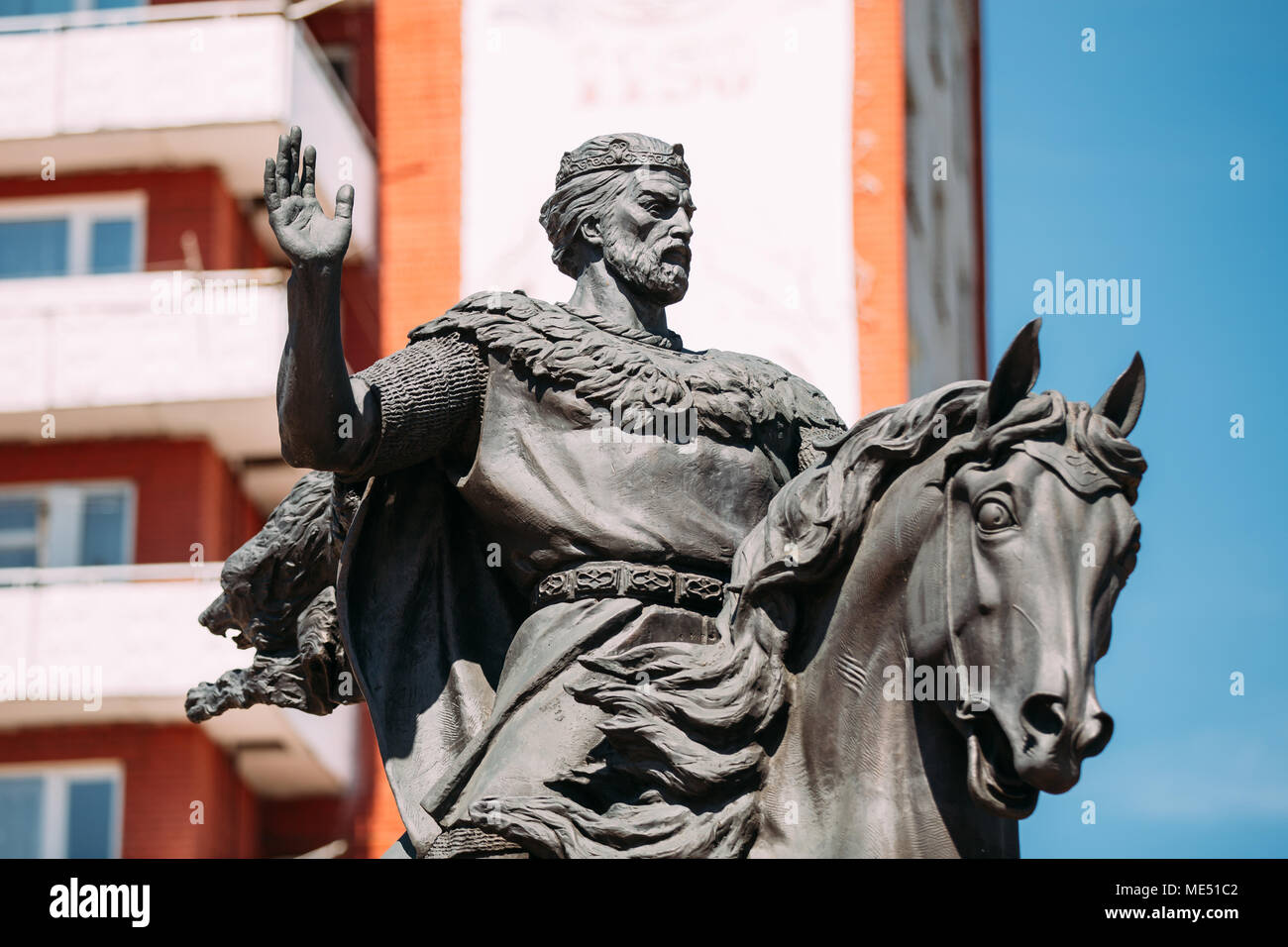 Polotsk, Belarus. Denkmal für Vseslav von Polotsk oder Vseslav Vseslav Bryachislavich auch Bekannt als Zauberer oder Vseslav Seher, war der Herrscher von Polotsk und Br Stockfoto